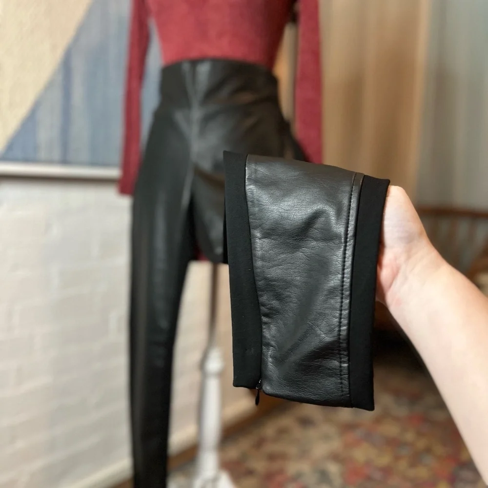 Lauren by Ralph Lauren Pleather Leggings with Zip Ankle Details